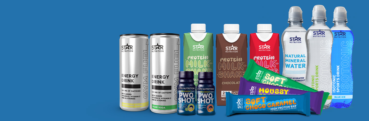 Star Nutrition. Fyll p&aring; med v&aring;re Grab & Go-produkter,
enkel energi og protein, alltid lett tilgjengelig.